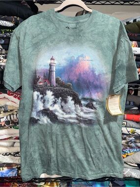 Vintage 2011 NWT Thomas Kinkade Lighthouse Tie Dye Shirt Size Large